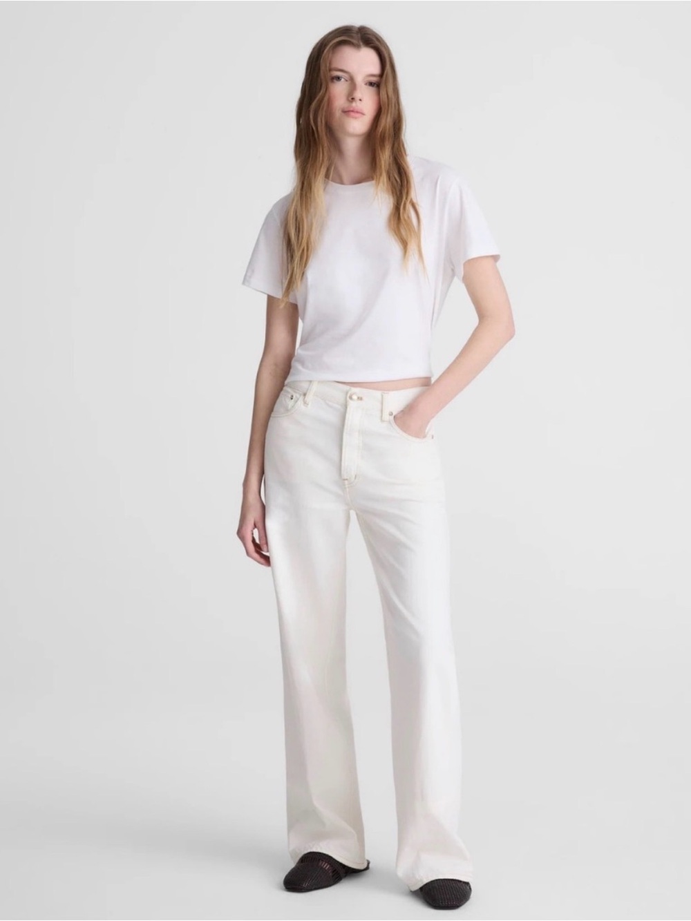 Madewell Low Slung Baggy Jeans in Vintage White NWT Size 25